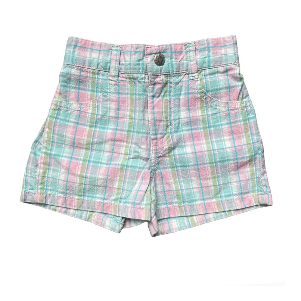 Girls 18M Riders Pastel Pink Blue Green Plaid Summer Pocket Shorts Elastic Waist